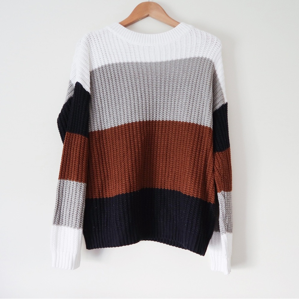 Oversized Striped Chunky Knit Sweater